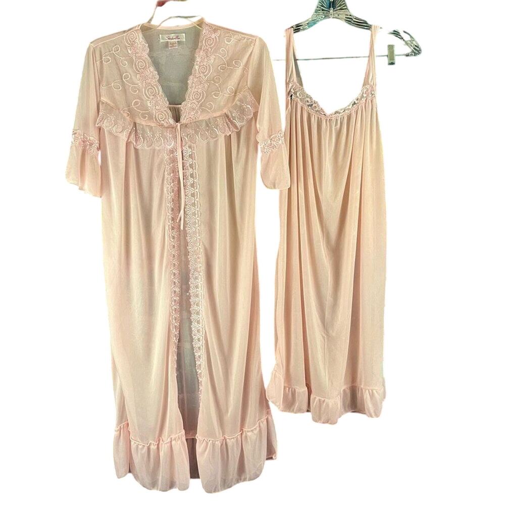 Sindrella Nightgown Matching Robe Light Pink Size XL Loungewear Vintage
